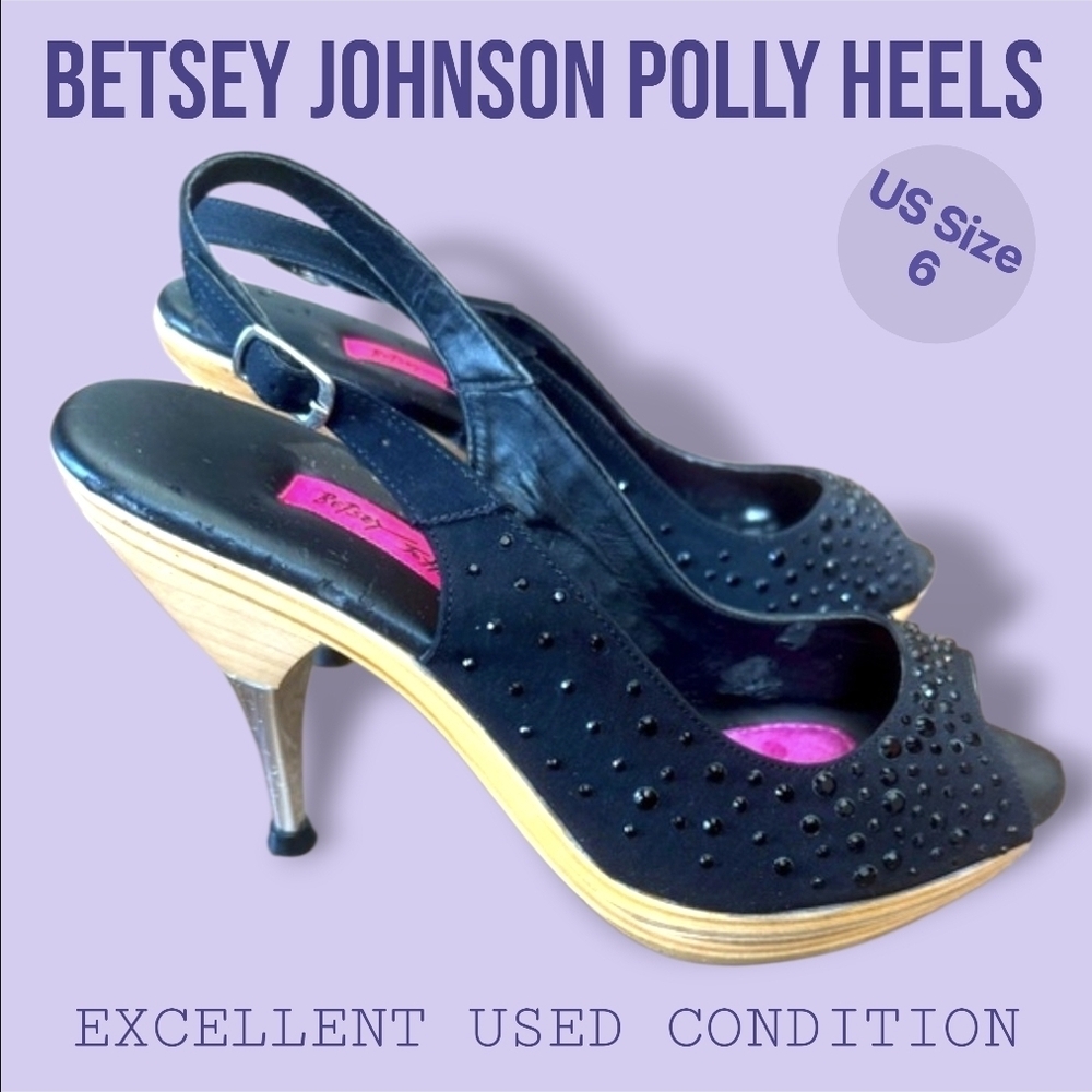 Betsey Johnson Black Slingback Heels